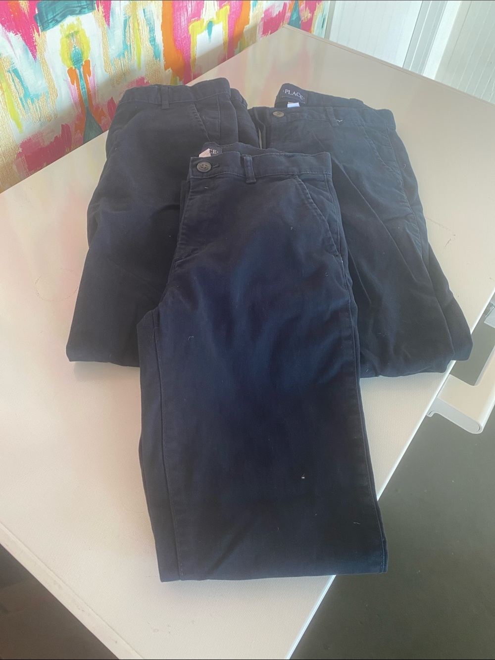 Children's Place Navy Boys Chino Pants - 3 Pairs. Size 16 slim. Great condition.